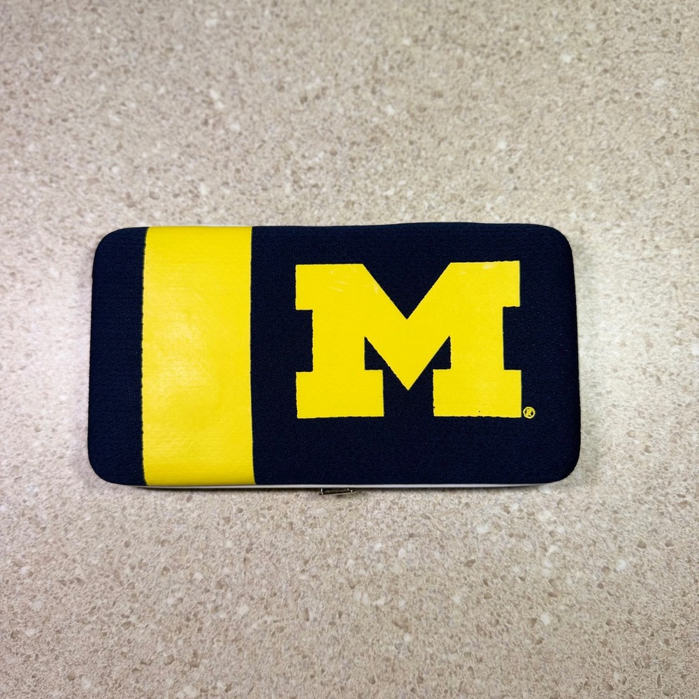 Little Earth Michigan Wolverines Navy Blue Maize Yellow Block M Clutch Wallet